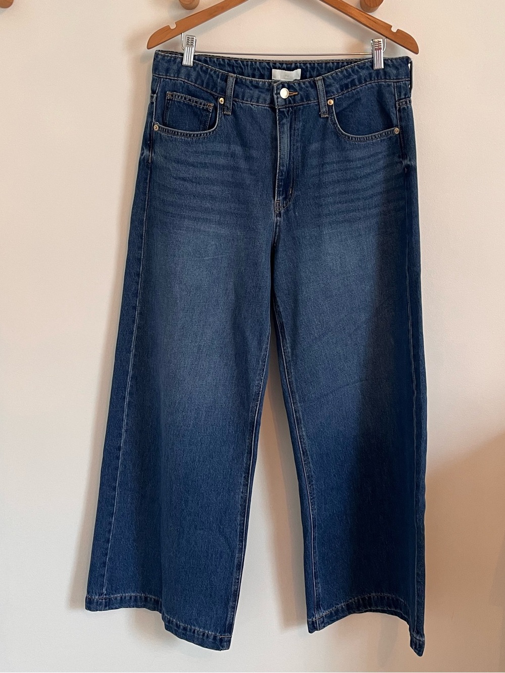 H&M Wide-Leg Mid-Blue Denim Jeans
